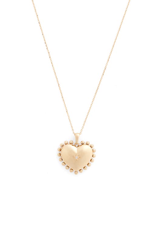 Anzie Mini Dew Drop Heart Locket Necklace In Gold/diamond