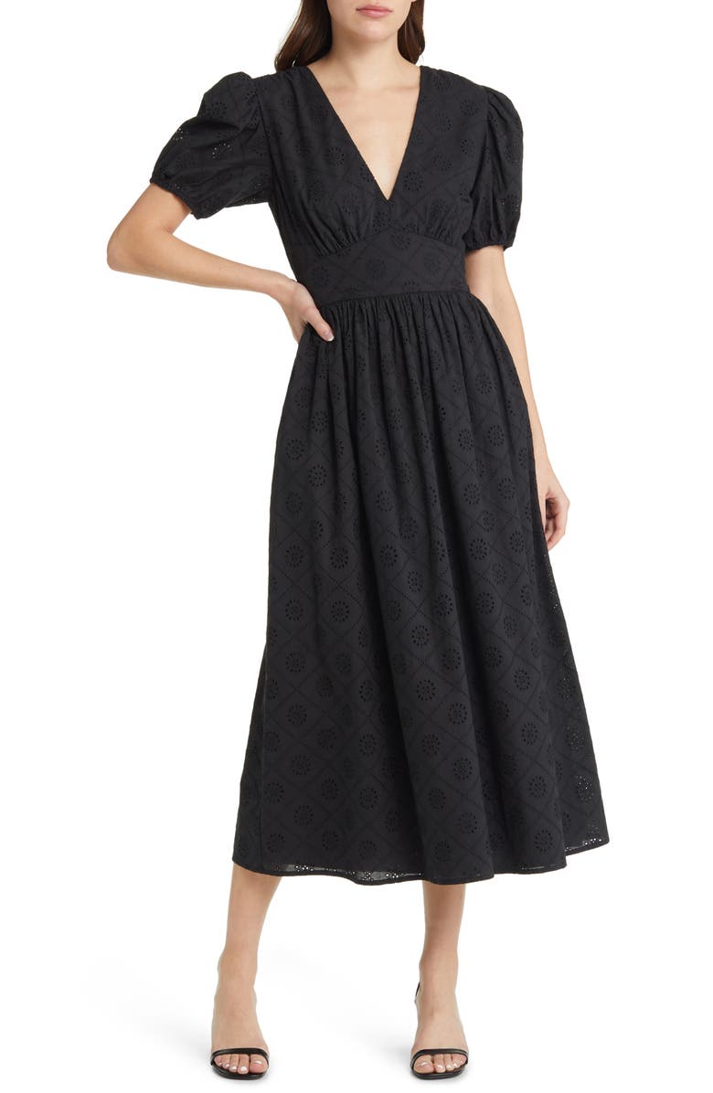 Charles Henry Broderie Midi Dress | Nordstrom