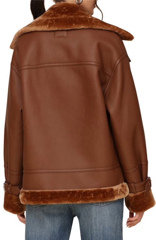 Shop Avec Les Filles Oversize Faux Shearling Moto Jacket In Luggage