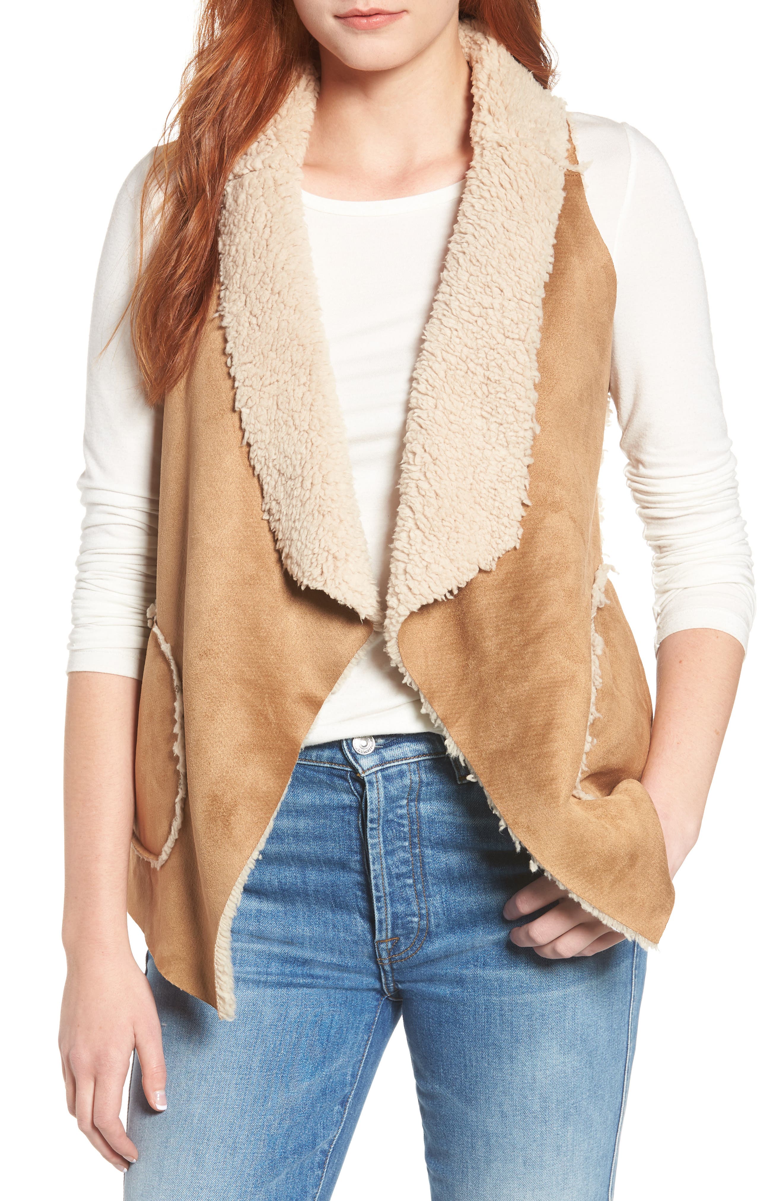 BB Dakota Easily Suede Faux Shearling Vest Nordstrom