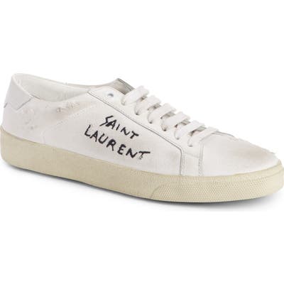 Saint Laurent Court Classic Lace-Up Sneaker - Ivory