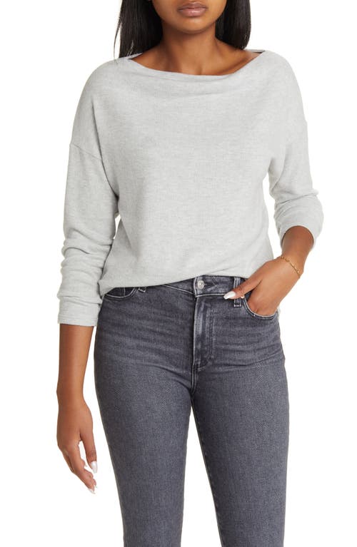 caslon(r) Boat Neck Long Sleeve Top in Grey Heather