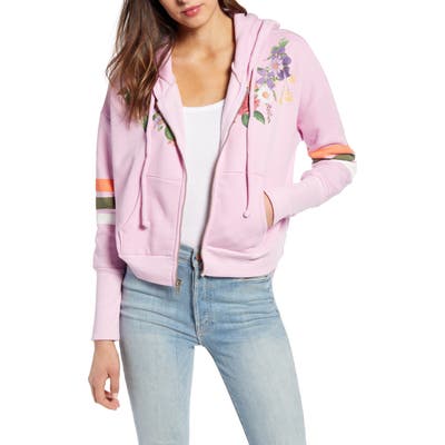 Wildfox Theo Rose & Stripe Cotton Blend Hoodie, Purple