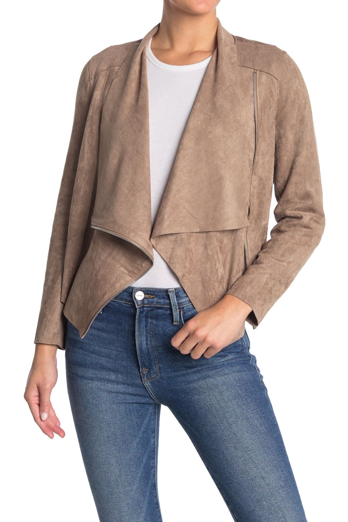 taupe faux suede jacket