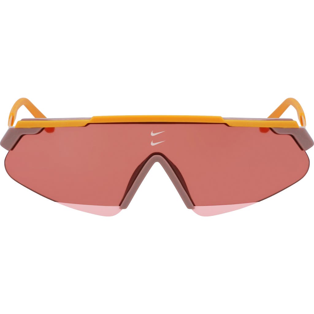 Nike Marquee 66mm Oversize Shield Sunglasses In Monarch/vermillion