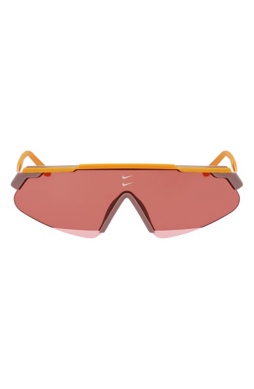 Nike Marquee 66mm Oversize Shield Sunglasses in Monarch/Vermillion at Nordstrom