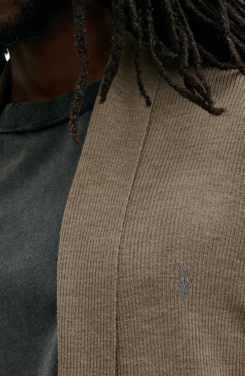 Allsaints Mode Regular Fit Merino Wool Open Cardigan Sweater In Taylor Green