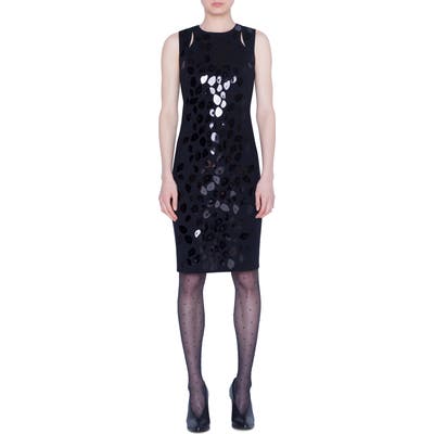 Akris Punto Animal Dot Paillette Sheath Dress, Black