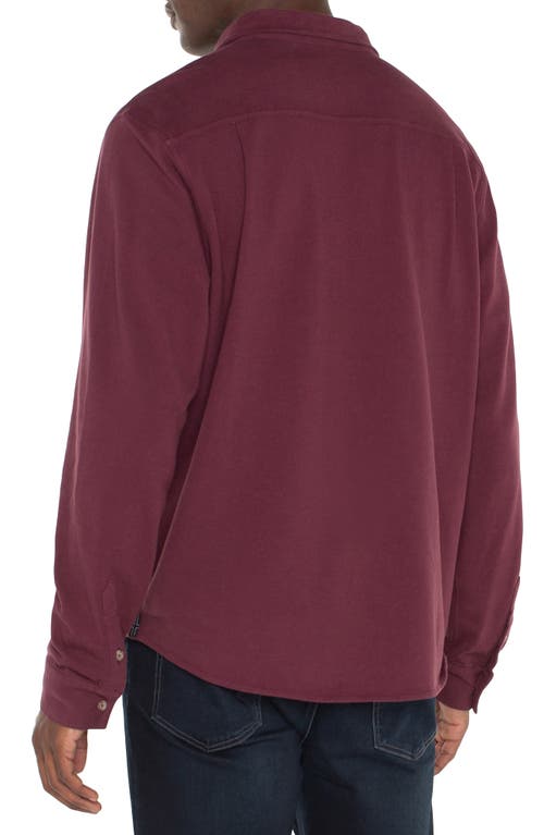 Shop Liverpool Knit Button-up Shirt In Wine