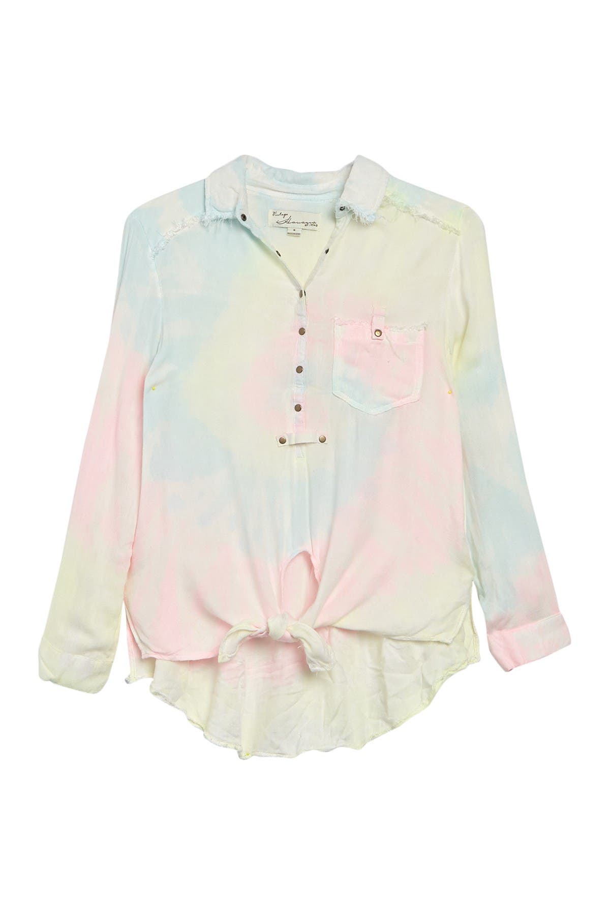 high low button down blouse