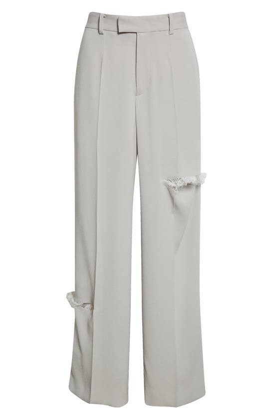 Undercover Slash Cutout Lace Trim Trousers In Gray