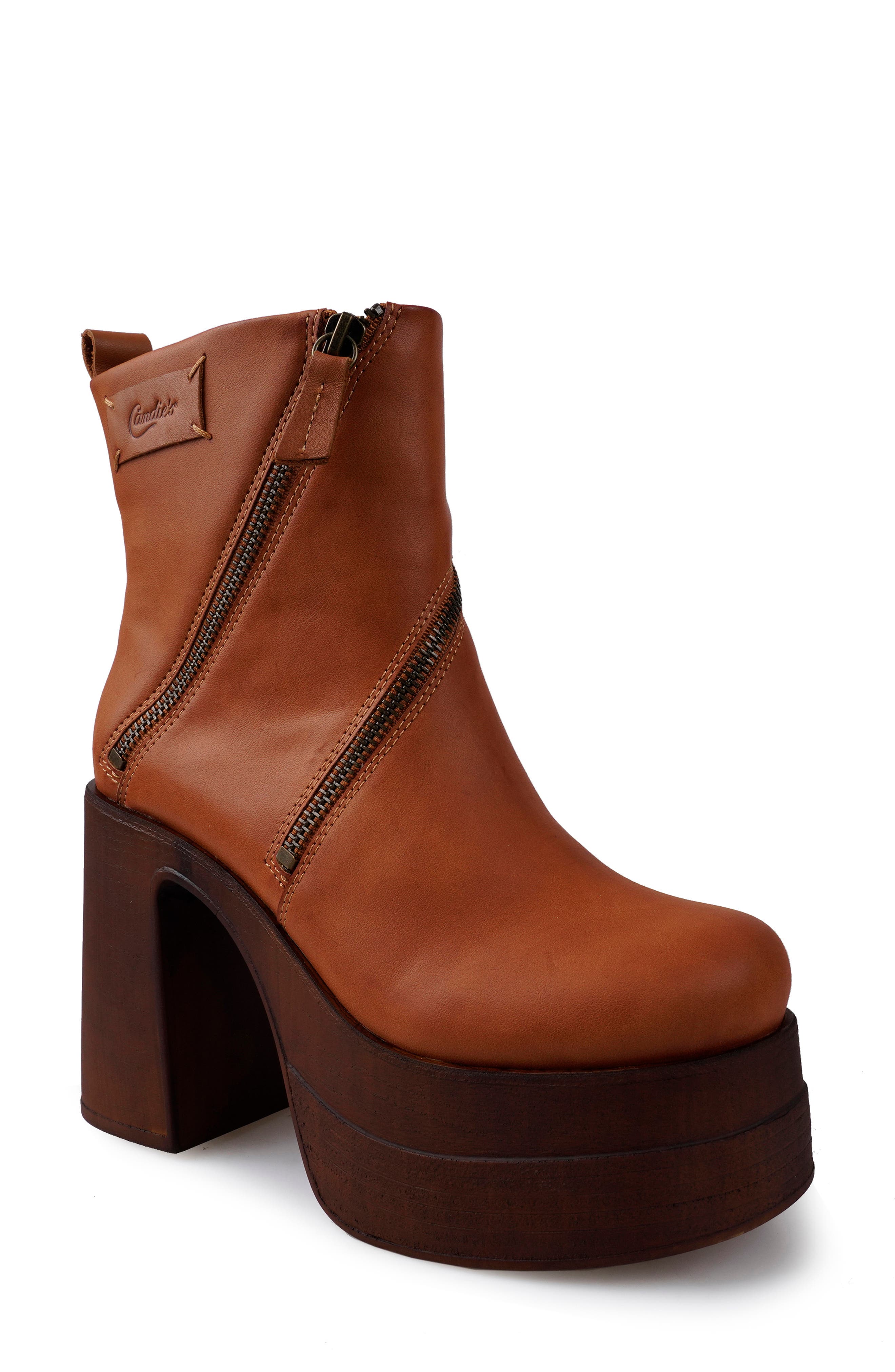 Candie's Ashh Platform Bootie in Tanfx 