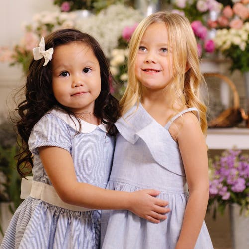 Hope & Henry Girls' Organic Seersucker Peter Pan Collar Dress, Kids In Blue Seersucker