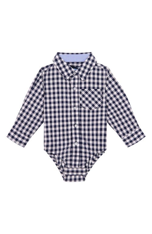 Andy & Evan Button-Up Long Sleeve Bodysuit in Navy