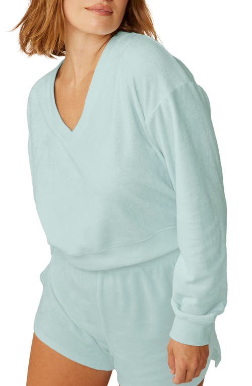 Shop Beyond Yoga Tropez Terry Cloth Sweatshirt In Tropical Waters