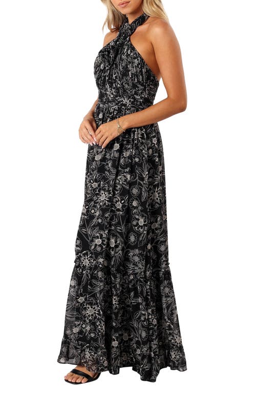Petal And Pup Petal & Pup Lennon Floral Halter Gown In Black