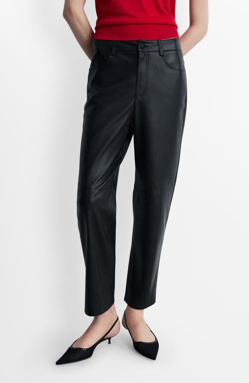 Mango Faux Leather Straight Leg Pants (regular & Plus)<br> In Black