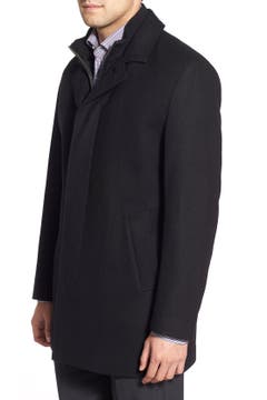 Cole Haan Wool Blend Topcoat with Inset Knit Bib | Nordstrom