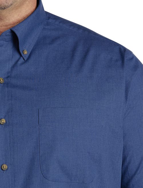 Shop Harbor Bay By Dxl Easy-care Solid Sport Shirt In Blue Depths Heather