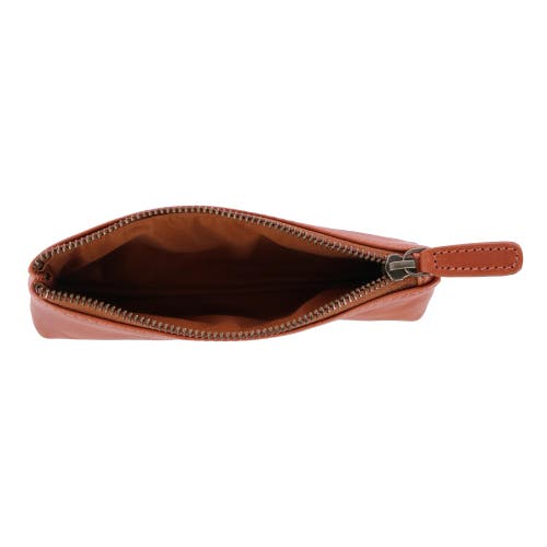 Trafalgar Sergio Leather Multimedia Elongated Zip Pouch In Tan