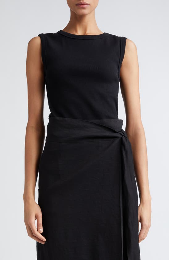 Shop Rohe Róhe Stretch Organic Cotton Rib Top In Noir