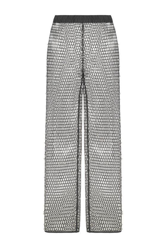 Shop Nocturne Shimmering Threaded Mesh Pants In Grey