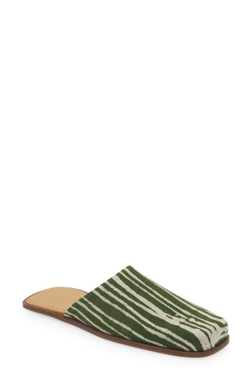 Print Canvas Mule in Khaki And White