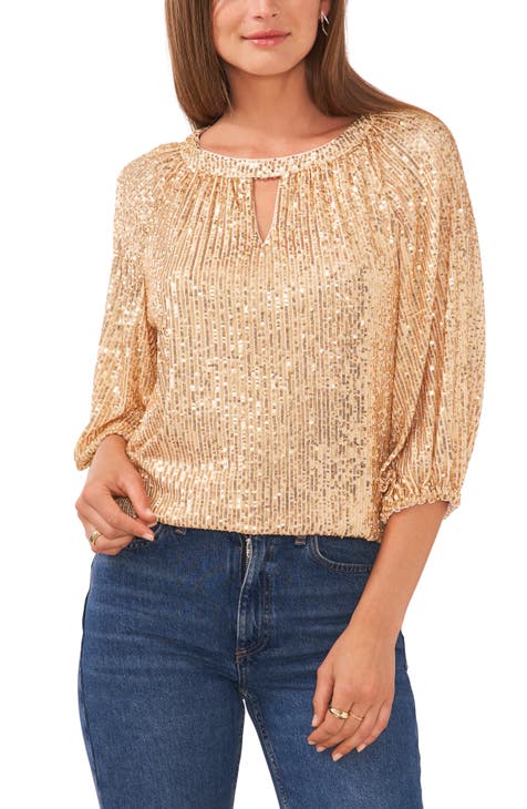 Velvet Top for Women's Elegant Puff Long Sleeve Shirt Casual Mock Neck  Vintage Glitter T-Shirt Blouse 