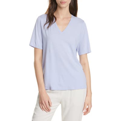 Petite Eileen Fisher V-Neck Organic Cotton Tee, Purple
