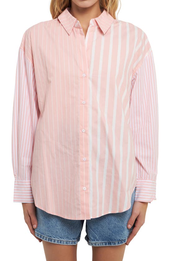English Factory Mixed Stripe Shirt In Pink Stripes