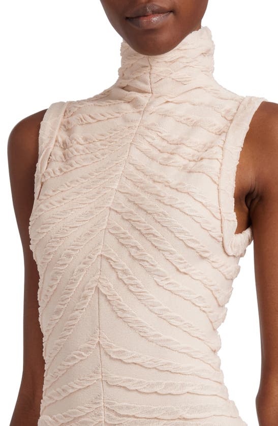 Shop Alaïa Sculpting Jacquard Knit Midi Dress In Beige