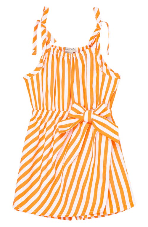 Shop Habitual Kids Stripe Gathered Romper In Orange