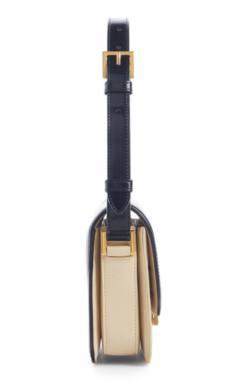 Saint Laurent Small Solferino Brushed Leather Bag In Burro/nero