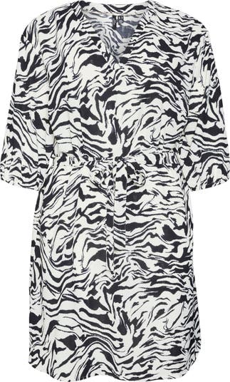 Vero Moda Curve Ilona Belted Zebra Print Dress Nordstrom 3802