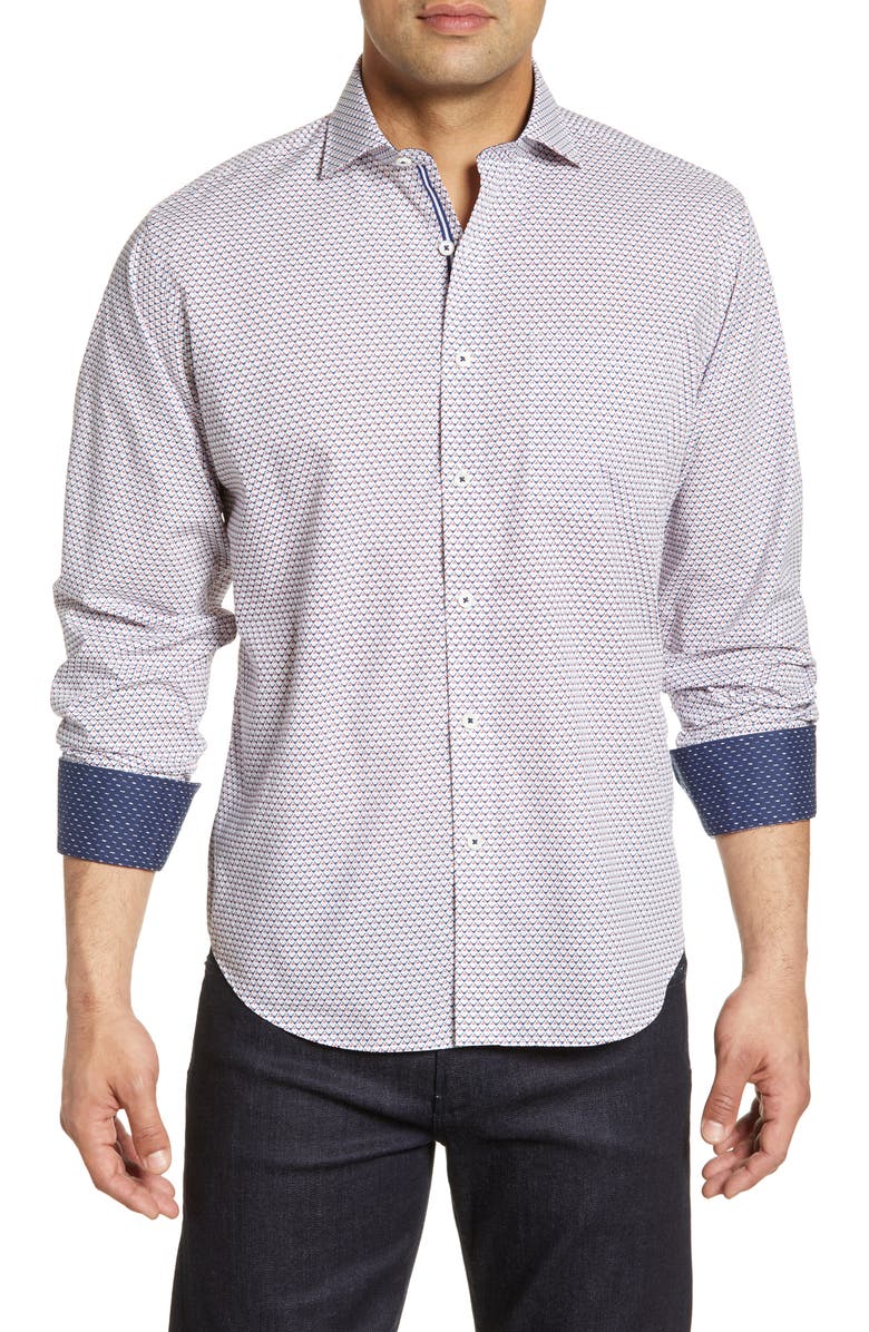 Bugatchi Shaped Fit Geo Print Shirt | Nordstrom