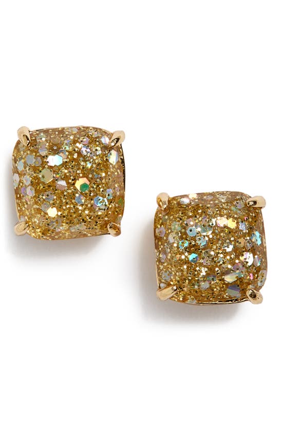 Kate Spade Mini Small Square Stud Earrings In Gold Glitter/ Gold