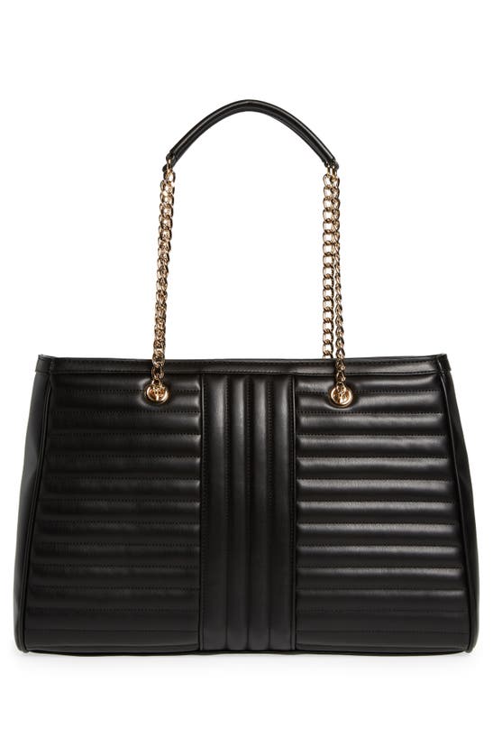 Shop Love Moschino Borsa Quilted Shoulder Bag In Black
