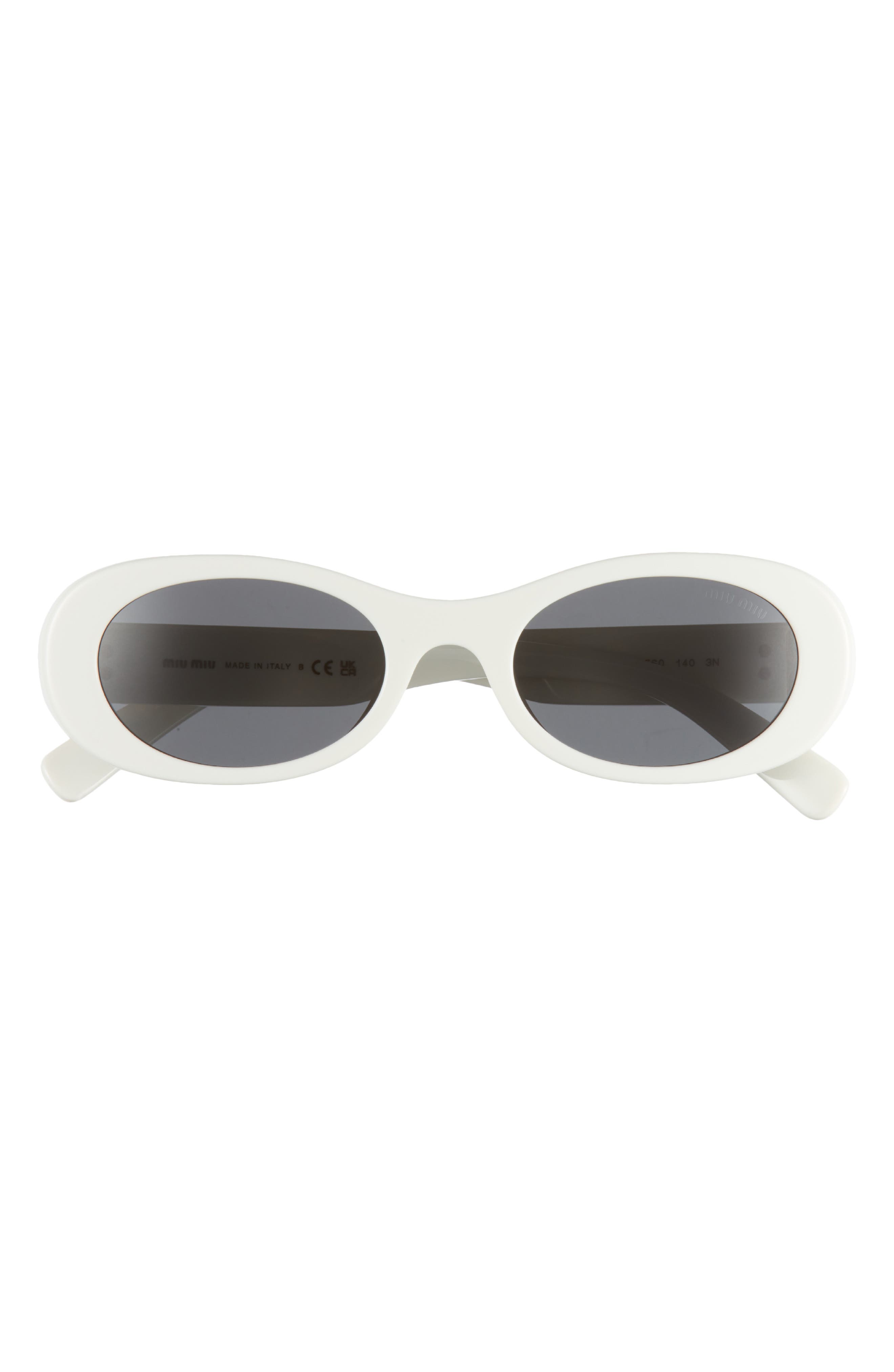 Miu Miu 50mm Oval Sunglasses In Dark Grey/ivory