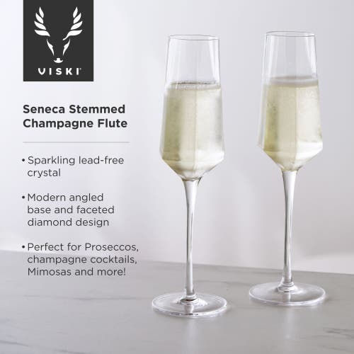 Viski Seneca Crystal Stemmed Champagne Flutes Set Of 2 In Clear