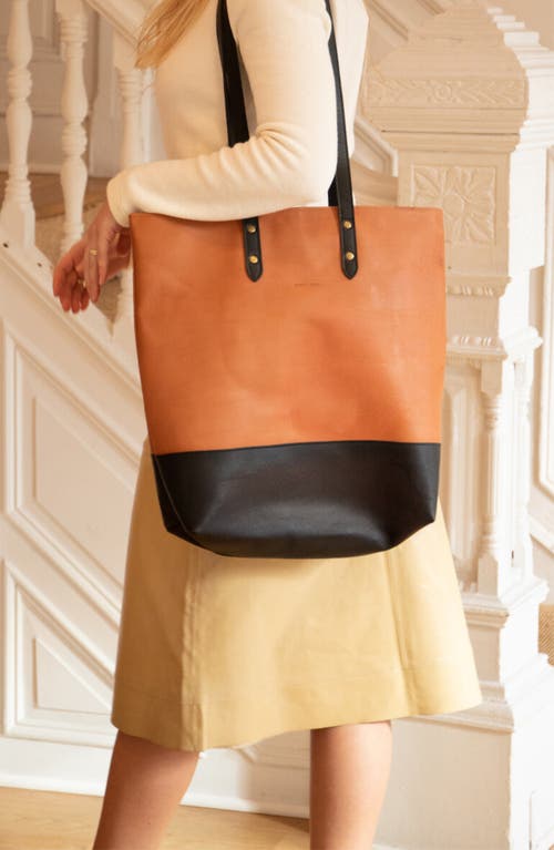 Sarep + Rose Kenya Large Leather Zipped Tote Bag In Cinnamon Brown
