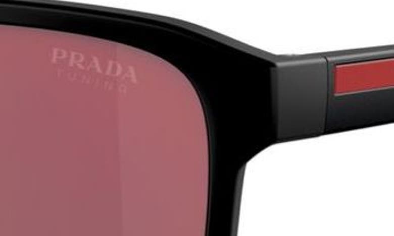 Shop Prada 58mm Rectangular Sunglasses In Matte Black