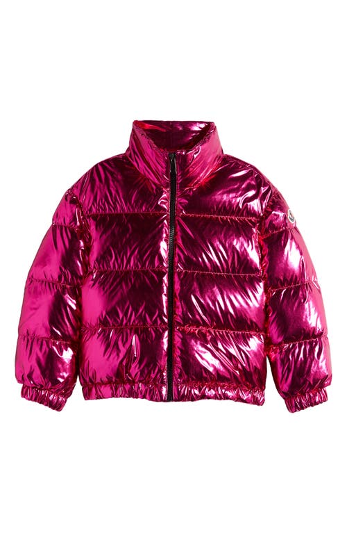 Moncler Kids' Meuse Laminated Nylon Down Jacket in Fuchsia at Nordstrom, Size 12Y