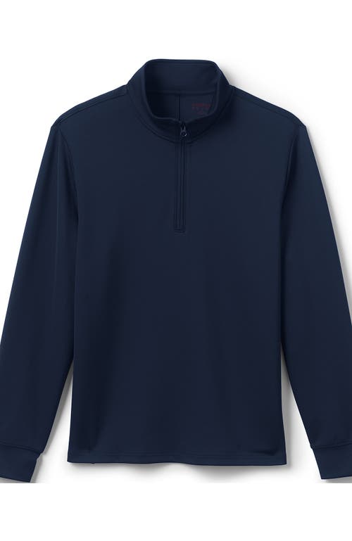 Lands' End Long Sleeve Raglan Hybrid Quarter Zip In Classic Navy