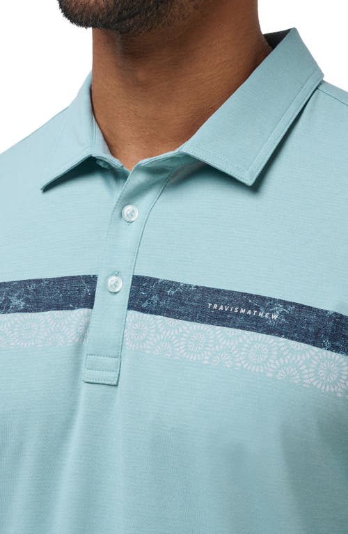 Shop Travismathew Planned Activity Chest Stripe Polo In Cameo