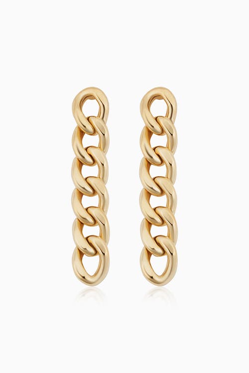Oradina Women's 14k Yellow Solid Gold Carmine Curb Drop Earrings In Yellow Gold
