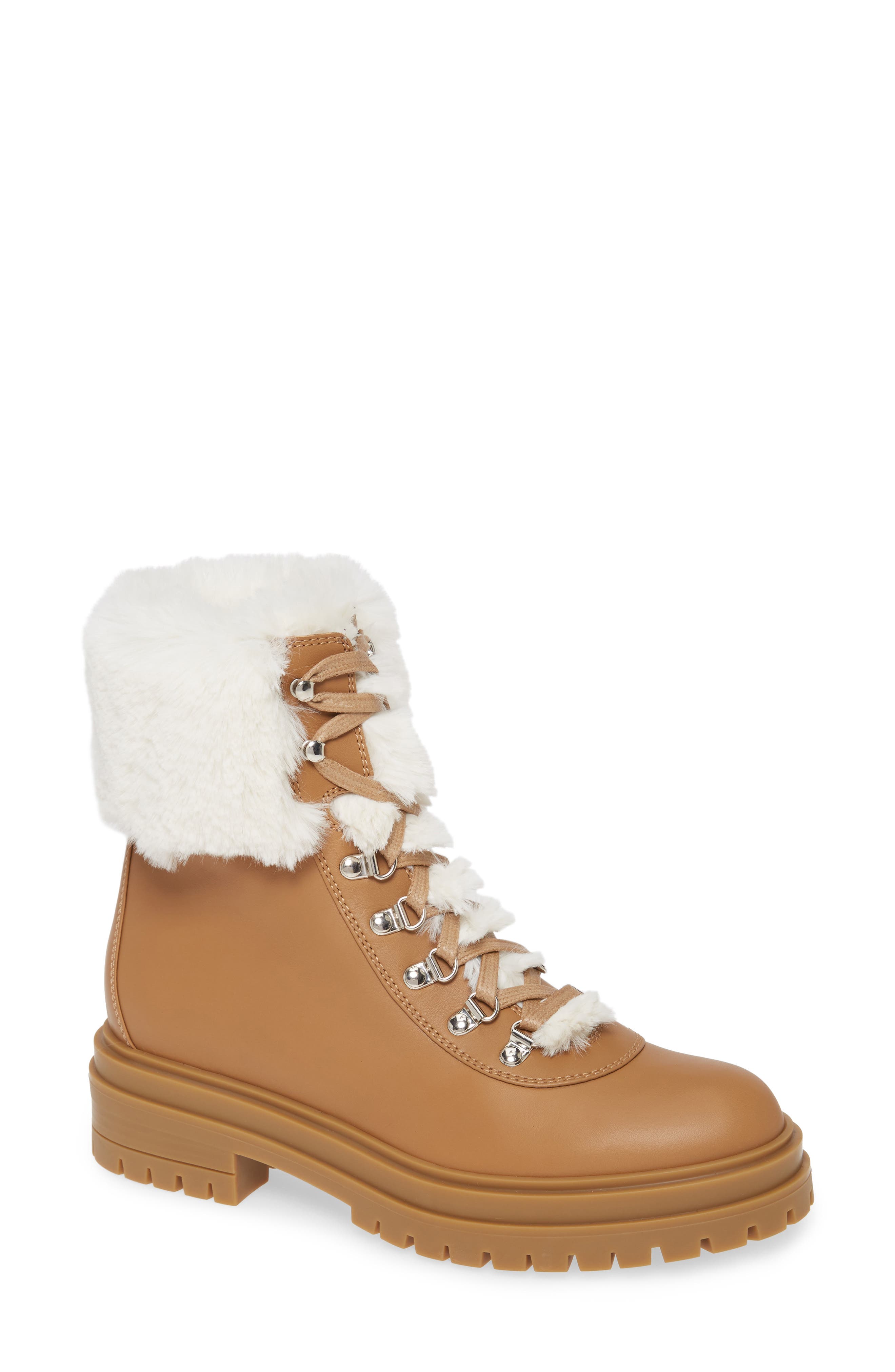 Gianvito Rossi Faux Fur Combat Boot 