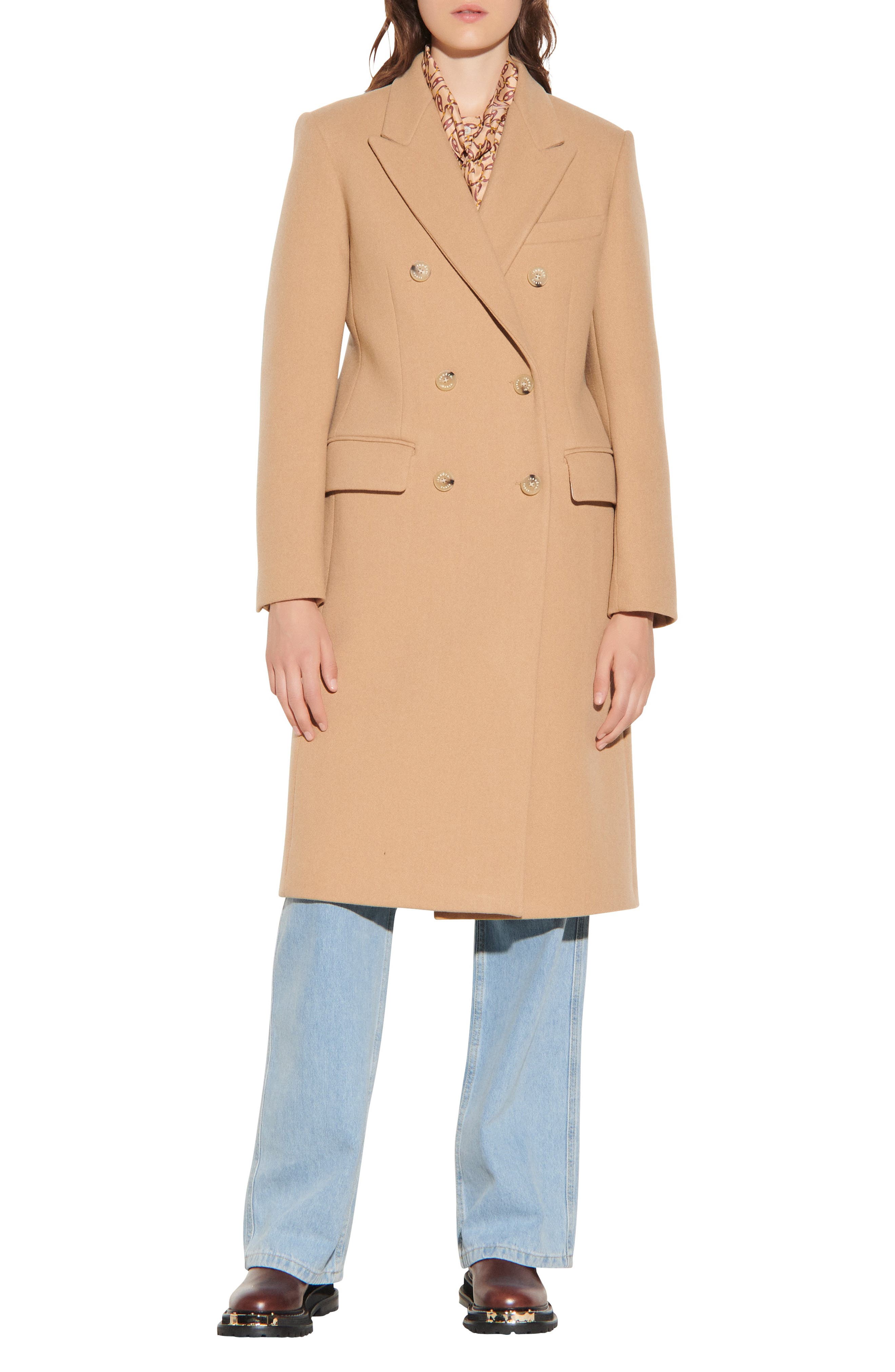 hooded camel coat womens