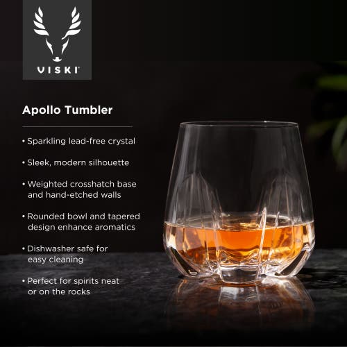 Viski Apollo Crystal Whiskey Tumbler In Clear