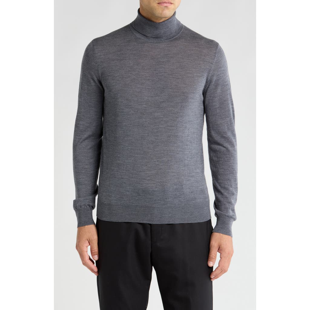 Bruno Magli Merino Wool Turtleneck Sweater In Heather Grey