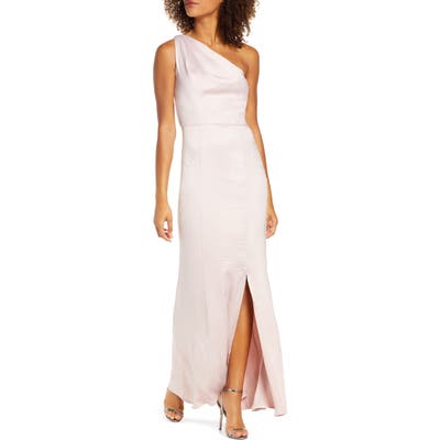 Chi Chi London Alyssa One-Shoulder Satin Trumpet Gown, Pink